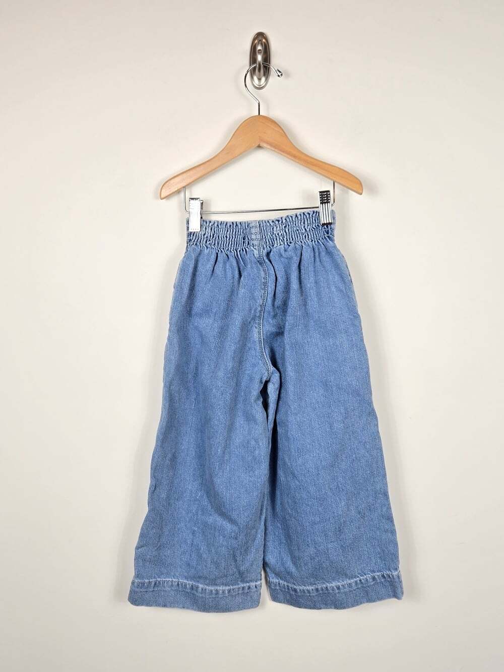Zara Kids Girls Wide Leg Jeans Size 7 Blue Ankle Length Pull On Denim - Picture 5 of 7